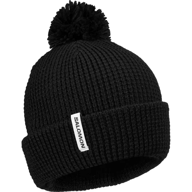 salomon-pompom-beanie-u-bonnet-pompon-deep-black-maille-gaufr-e-douce-osfa image 1