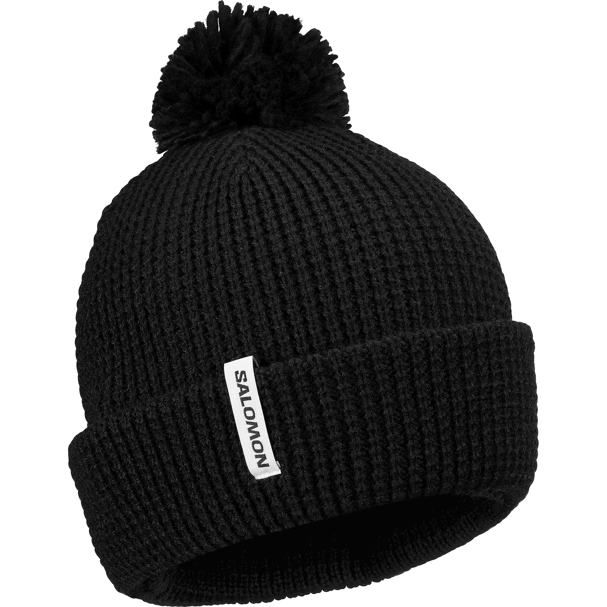 salomon-pompom-beanie-u-bonnet-pompon-deep-black-maille-gaufr-e-douce-osfa image 1